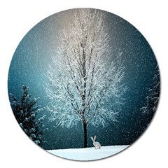 Winter Wintry Snow Snow Landscape Magnet 5  (round) by Celenk