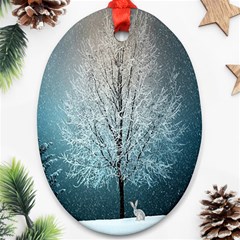 Winter Wintry Snow Snow Landscape Oval Ornament (two Sides) by Celenk