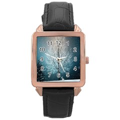 Winter Wintry Snow Snow Landscape Rose Gold Leather Watch  by Celenk