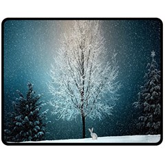 Winter Wintry Snow Snow Landscape Double Sided Fleece Blanket (medium)  by Celenk