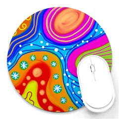 Abstract Pattern Painting Shapes Round Mousepads by Celenk