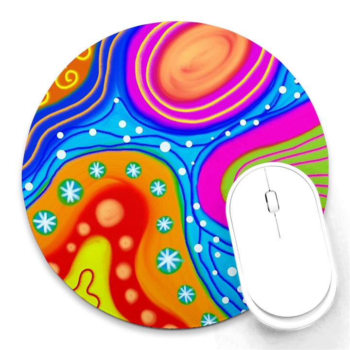 Abstract Pattern Painting Shapes Round Mousepads