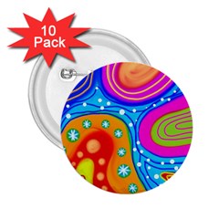 Abstract Pattern Painting Shapes 2.25  Buttons (10 pack) 