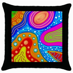 Abstract Pattern Painting Shapes Throw Pillow Case (Black)