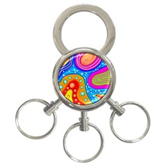 Abstract Pattern Painting Shapes 3-Ring Key Chains