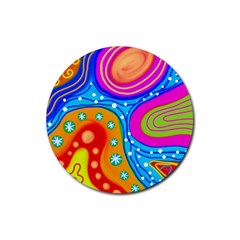 Abstract Pattern Painting Shapes Rubber Round Coaster (4 pack) 