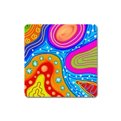 Abstract Pattern Painting Shapes Square Magnet