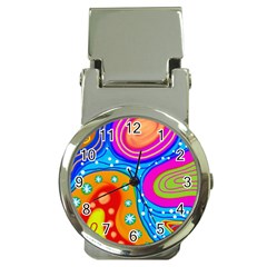 Abstract Pattern Painting Shapes Money Clip Watches