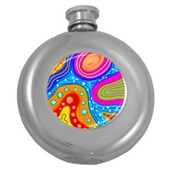 Abstract Pattern Painting Shapes Round Hip Flask (5 Oz) by Celenk