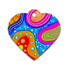 Abstract Pattern Painting Shapes Dog Tag Heart (One Side)