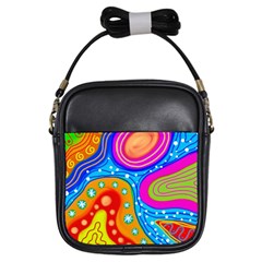 Abstract Pattern Painting Shapes Girls Sling Bags