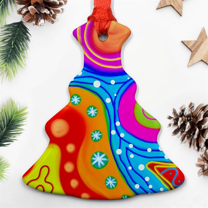 Abstract Pattern Painting Shapes Ornament (Christmas Tree) 