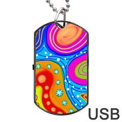 Abstract Pattern Painting Shapes Dog Tag Usb Flash (two Sides) by Celenk