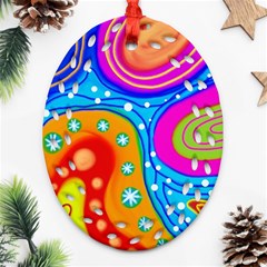 Abstract Pattern Painting Shapes Oval Filigree Ornament (Two Sides)