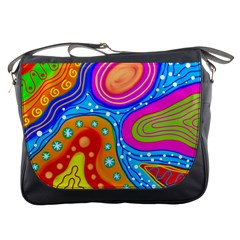 Abstract Pattern Painting Shapes Messenger Bags by Celenk