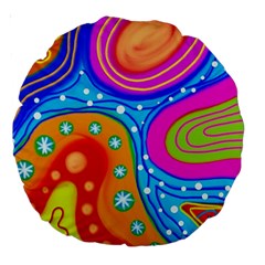 Abstract Pattern Painting Shapes Large 18  Premium Round Cushions