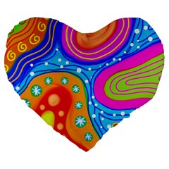 Abstract Pattern Painting Shapes Large 19  Premium Heart Shape Cushions