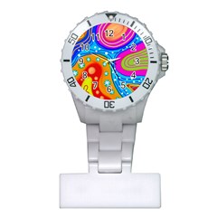 Abstract Pattern Painting Shapes Plastic Nurses Watch