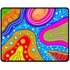 Abstract Pattern Painting Shapes Double Sided Fleece Blanket (medium)  by Celenk