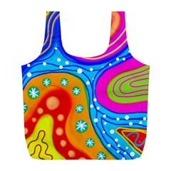 Abstract Pattern Painting Shapes Full Print Recycle Bags (L) 