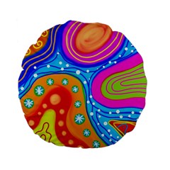 Abstract Pattern Painting Shapes Standard 15  Premium Flano Round Cushions