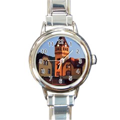 Blue Hour Colliery House Round Italian Charm Watch by Celenk