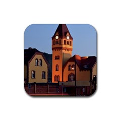 Blue Hour Colliery House Rubber Coaster (square)  by Celenk