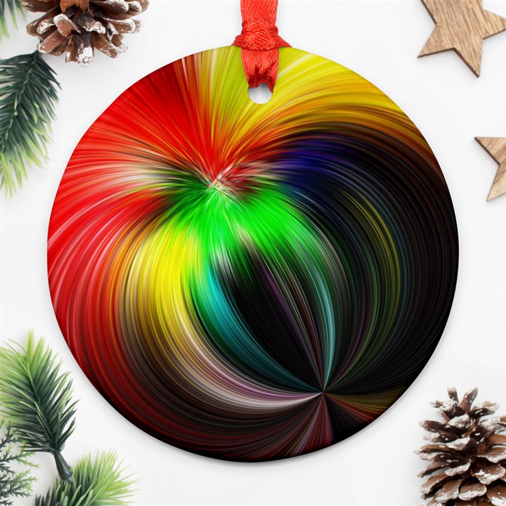 Circle Lines Wave Star Abstract Round Ornament (Two Sides)