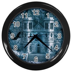 Church Stone Rock Building Wall Clocks (Black)