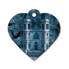 Church Stone Rock Building Dog Tag Heart (Two Sides)