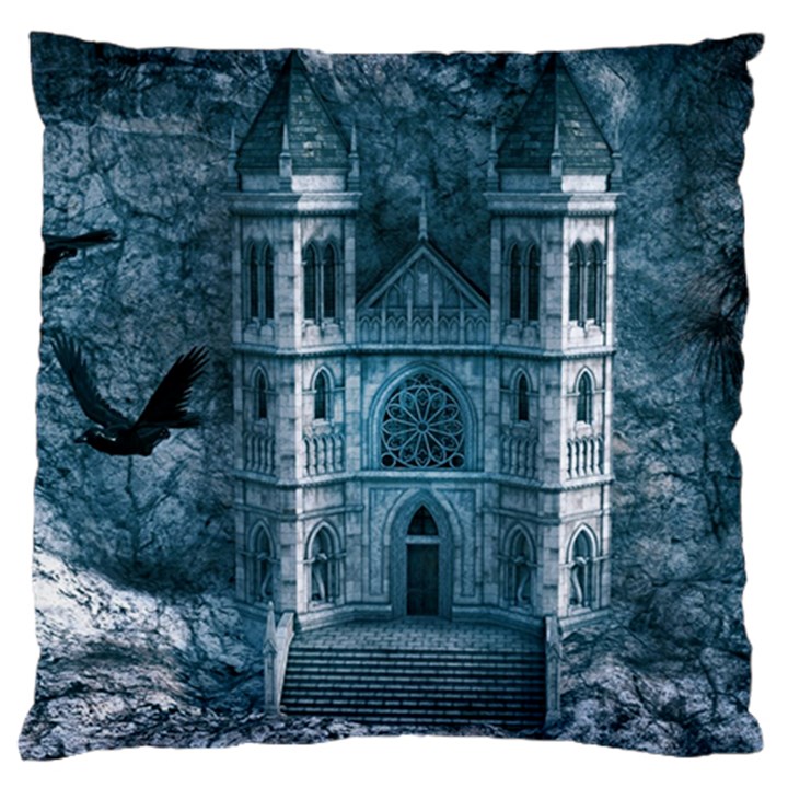 Church Stone Rock Building Large Flano Cushion Case (Two Sides)