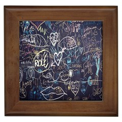 Graffiti Chalkboard Blackboard Love Framed Tiles by Celenk