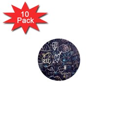 Graffiti Chalkboard Blackboard Love 1  Mini Buttons (10 Pack)  by Celenk