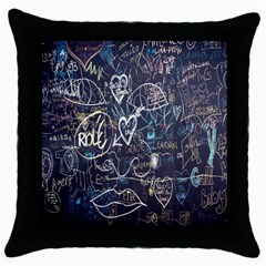 Graffiti Chalkboard Blackboard Love Throw Pillow Case (black) by Celenk