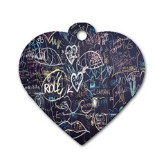 Graffiti Chalkboard Blackboard Love Dog Tag Heart (one Side) by Celenk