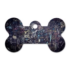 Graffiti Chalkboard Blackboard Love Dog Tag Bone (one Side) by Celenk