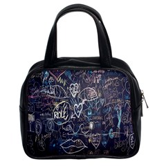 Graffiti Chalkboard Blackboard Love Classic Handbags (2 Sides) by Celenk