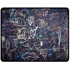 Graffiti Chalkboard Blackboard Love Fleece Blanket (medium)  by Celenk