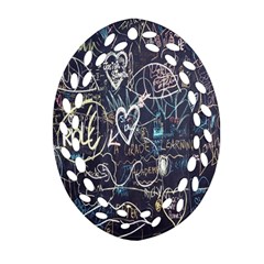 Graffiti Chalkboard Blackboard Love Oval Filigree Ornament (two Sides) by Celenk