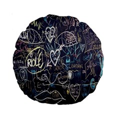 Graffiti Chalkboard Blackboard Love Standard 15  Premium Round Cushions by Celenk