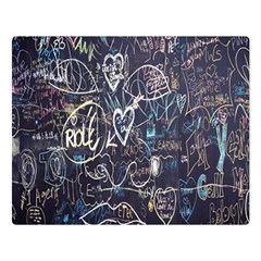 Graffiti Chalkboard Blackboard Love Double Sided Flano Blanket (large)  by Celenk