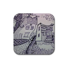 Doodle Drawing Texture Style Rubber Coaster (square)  by Celenk