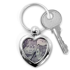 Doodle Drawing Texture Style Key Chains (heart)  by Celenk