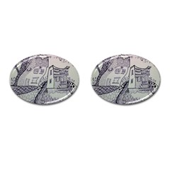 Doodle Drawing Texture Style Cufflinks (oval) by Celenk