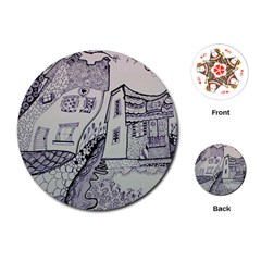 Doodle Drawing Texture Style Playing Cards (round) 