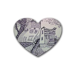 Doodle Drawing Texture Style Heart Coaster (4 Pack)  by Celenk