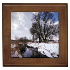 Winter Bach Wintry Snow Water Framed Tiles by Celenk