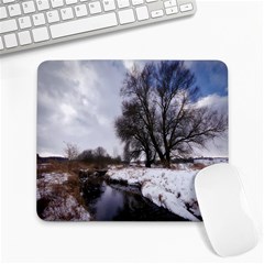 Winter Bach Wintry Snow Water Large Mousepads by Celenk