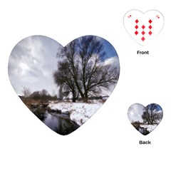 Winter Bach Wintry Snow Water Playing Cards (heart)  by Celenk