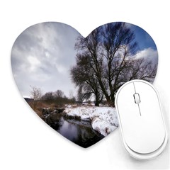 Winter Bach Wintry Snow Water Heart Mousepads by Celenk